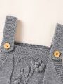 Infant's Sweater Romper With Pom-pom Decoration
