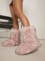 Fuzzy Slip On Ankle Boots