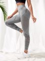 Absorbs Sweat Seamless Graphic Print Hollow Out Sports Leggings
