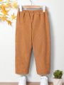 SHEIN Kids EVRYDAY Young Boy Letter Patched Detail Thermal Lined Pants