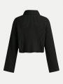 Teen Girl Turtleneck Drop Shoulder Sweater