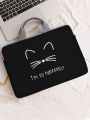 14 Inch Cartoon Cat Print Laptop Bag