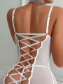 SHEIN Women's Back Strap Cami Dress Sexy Lingerie Set