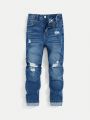 SHEIN Boys' Distressed Jeans