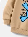 Boys' Casual Cartoon Letter Printed Hooded Sweatshirt Suitable For Autumn And Winter