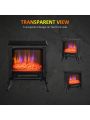 HOMCOM Electric Fireplace Heater w/ LED Flame Fireplace Stove, Black, 17