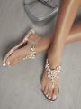 Ladies Fashionable Diamond Flat Sandals