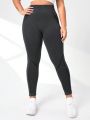 Plus Wide Waistband Cut Out Sports Leggings
