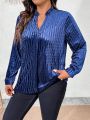 SHEIN Essnce Plus Size Shirt With Asymmetrically Notched Lapel Collar