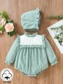 Baby Girls' Ruffle Sleeve Romper With Scallop Detail