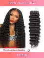 Deep Wave Bundles Human Hair Curly Hair Weave Bundles 1 Pcs Brazilian Human Hair Extensions For Women Natural Black