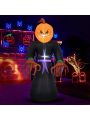 Gymax 6.5FT Halloween Inflatable Pumpkin Reaper Ghost Decoration w/ LED Lights