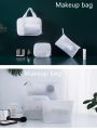 Small Eva Waterproof Cosmetic Bag With Large Capacity, Half Transparent Toiletry Bag, Travel Makeup Organizer, Matte Finish, Suitable For Swimming