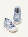 Cozy Cub Girls' Light Blue Bowknot Canvas Flat Cute Comfortable Casual Princess Shoes