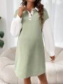 SHEIN Maternity Loose Fit Contrast Button Detail Dress