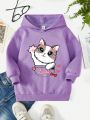 Young Girl'S Casual Cartoon Patterned Long Sleeve Hoodie, Suitable For Autumn And Winter