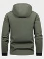 Fitness Men's Color Blocking Hooded Zipper Closure Drawstring Sports Jacket