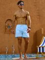 Men's Solid Color Drawstring Beach Shorts