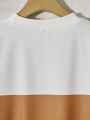 Teen Boys' Letter Print Color Block Drop Shoulder Long Sleeve Sweatshirt