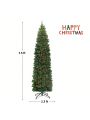 Gymax 7.5Ft Pre-Lit Pencil Christmas Tree Hinged Artificial Slim Tree w/ LED Lights
