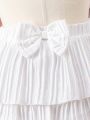 SHEIN Kids Nujoom Little Girls' Butterfly Knot Decorated Layered Cake Skirt