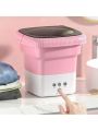 1pc Pink Portable Folding Mini Washing Machine, Dual Use For Washing & Dehydrating, Convenient For Cleaning Socks, Suitable For Home/traveling, With Intelligent Wash And One-key Start Function