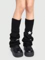 Goth Sequin Star Decor Solid Leg Warmers