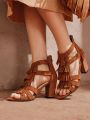 Styleloop Women'S High Heeled Fringed Roman Sandals