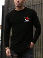 Men'S Long Sleeve T-Shirt With Slogan And Christmas Hat Print