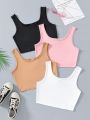 Teen Girls' Casual Basic Summer Tank Tops, Set Of Multiple Pieces
