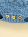 SHEIN 1pc Adjustable Shoulder Strap Knit Jumpsuit For Baby Boys