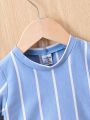 Baby Boy Striped Short Sleeve Top And Shorts Set
