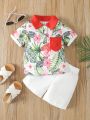 Baby Boy'S Botanical Print Short-Sleeved Shirt And Shorts Set