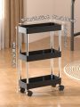 1pc Three-tier Plastic Rolling Storage Cart With Wheels For Kitchen Or Bathroom Organization