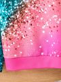 SHEIN Kids Cooltwn Girls' Sequin Effect Printed Long Sleeve Sweatshirt