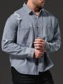 Extended Sizes Men's Plus Size Ripped Denim Shirt