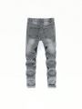 Tween Boy Ripped Zipper Fly Washed Skinny Jeans