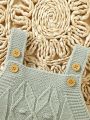 Baby Boys' Solid Color Knitted Romper With Hood