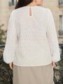 SHEIN Frenchy Plus Size Mesh Knit Long Sleeve Shirt