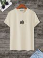 Manfinity Homme Men's Plus Size Round Neck T-shirt With Letter Print