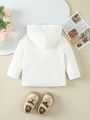 Baby Girls' Simple Comfortable Elegant Hooded Waffle Grid Coat For Autumn And Winter