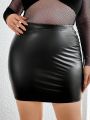 Plus Size Women's Pleated Half Bodycon Skirt