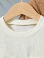 3pcs/Set Texture Breathable Round Neck Short Sleeve T-Shirt For Young Boys