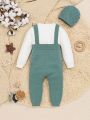 SHEIN Baby Boy Solid Sweater & Knit Jumpsuit & Hat