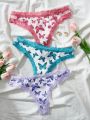 3pack Butterfly Print Lace Trim Panty Set