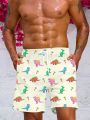 Men'S Cartoon Printed Drawstring Waist Beach Shorts