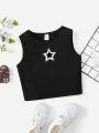 Teen Girl Casual Pentagram Pattern Sleeveless Tank Top Suitable For Summer