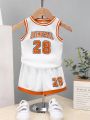 SHEIN Baby Boy's Digital & Letter Print Casual Sports Basketball Jersey And Shorts Set