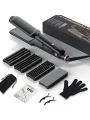 Hair Crimper for Hair Waver Hair Straightener Curling Iron 4 in1 Flat Crimping Iron Plates Ceramic Waver Hair Tool Volumizing Crimper with 15s Fast Heating