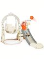 Toddler Slide and Swing Set 4 in 1 Baby Slide Climber Playset with Swing Slide Basketball Kids Slide and Swing Set Indoor Outdoor(White)